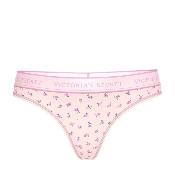 Victoria's Secret Logo Cotton Thong Panty Pink Lady Bug Small NEW - Picture 3 of 3